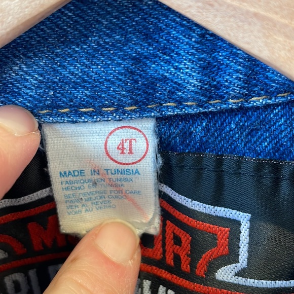 Harley Davidson, Vintage Eagle embroidered kids denim jacket, Size 4 - Picture 6 of 9
